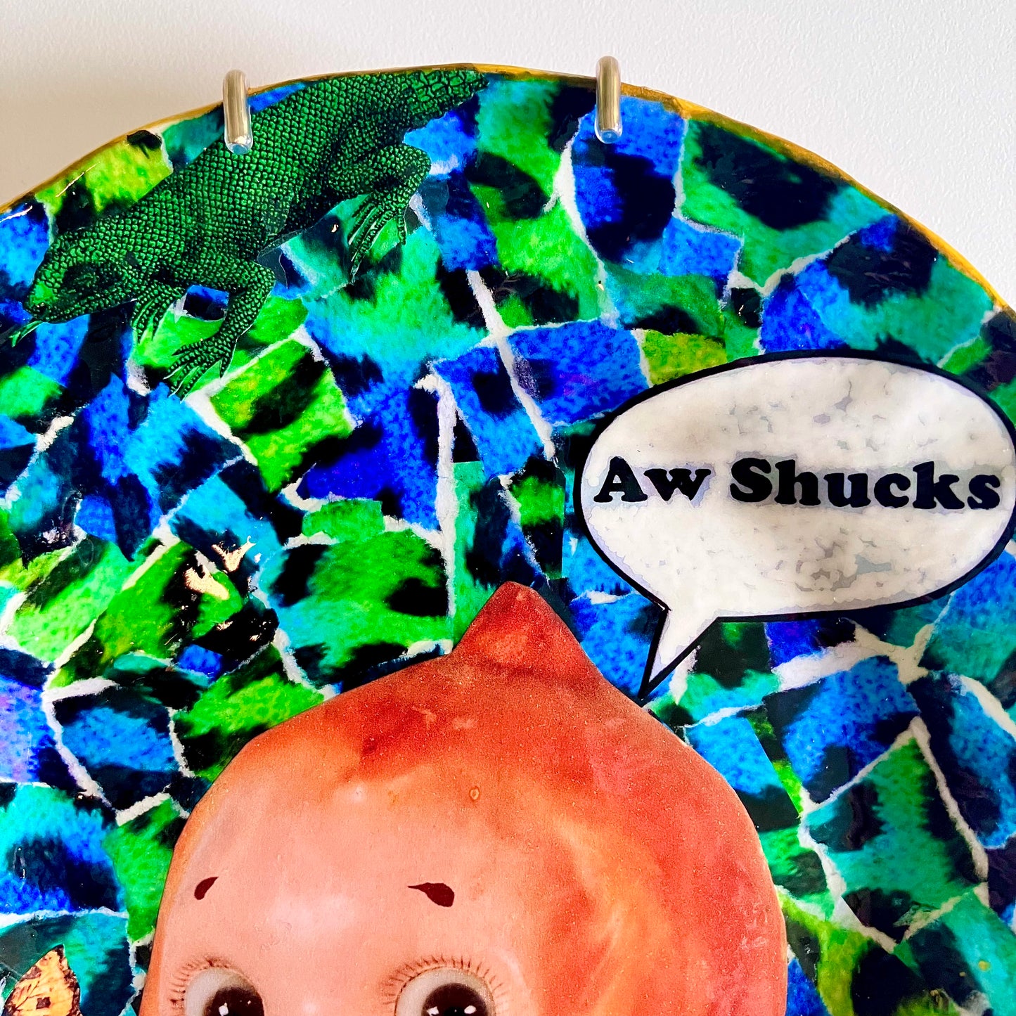 Blue Upcycled Wall Plate - “Aw Shucks” - by House of Frisson