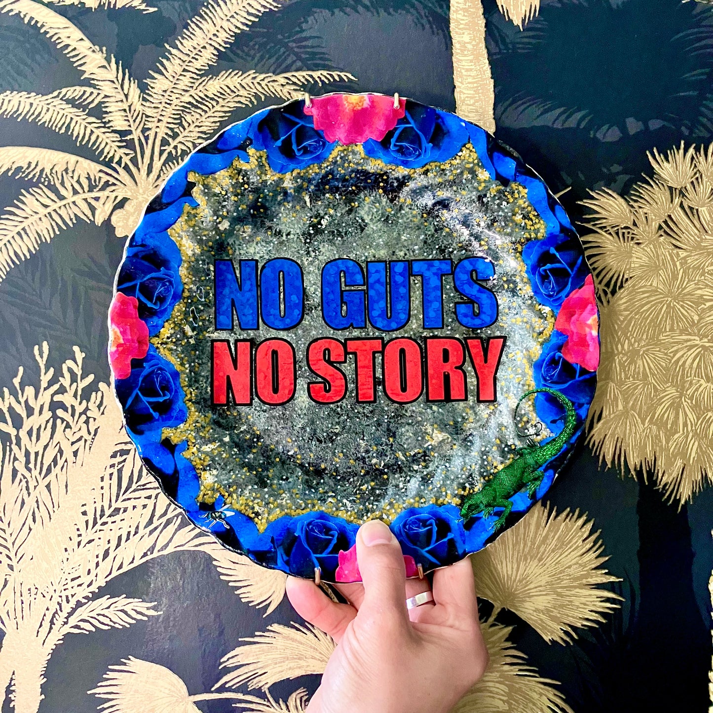 Grey Upcycled Wall Plate - “No Guts No Story” - by House of Frisson