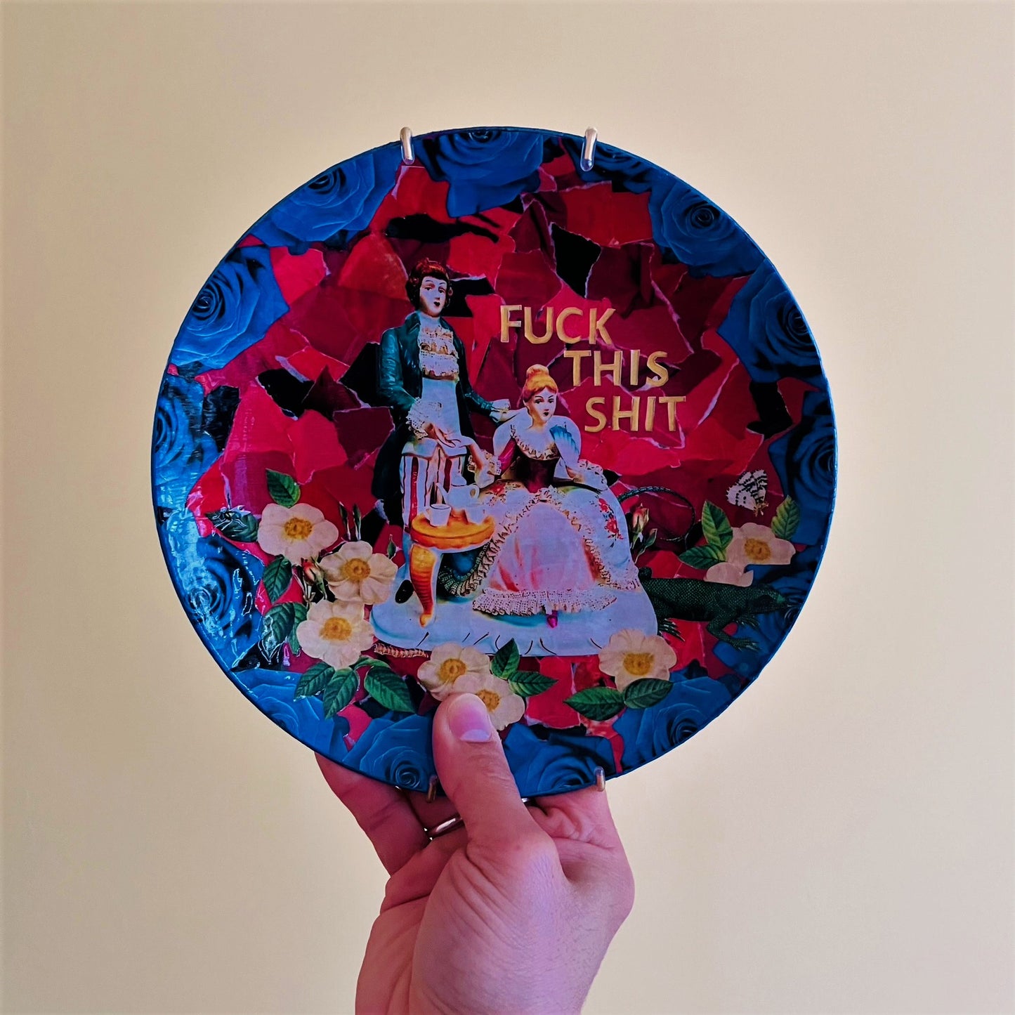 Red Upcycled Wall Plate - "Fuck This Shit" - by House of Frisson