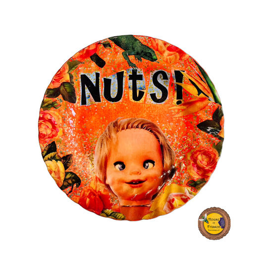 Orange Upcycled Wall Plate - "Nuts" - by House of Frisson