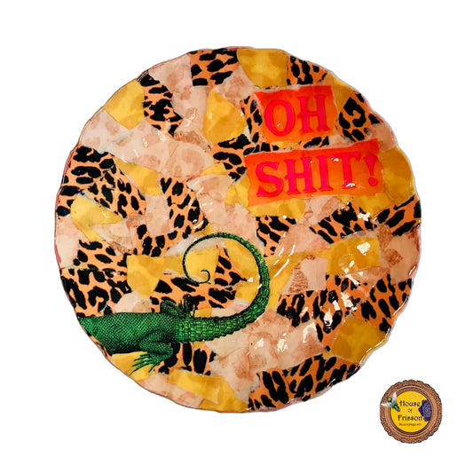 Yellow Upcycled Wall Plate - "Oh Shit!" - by House of Frisson