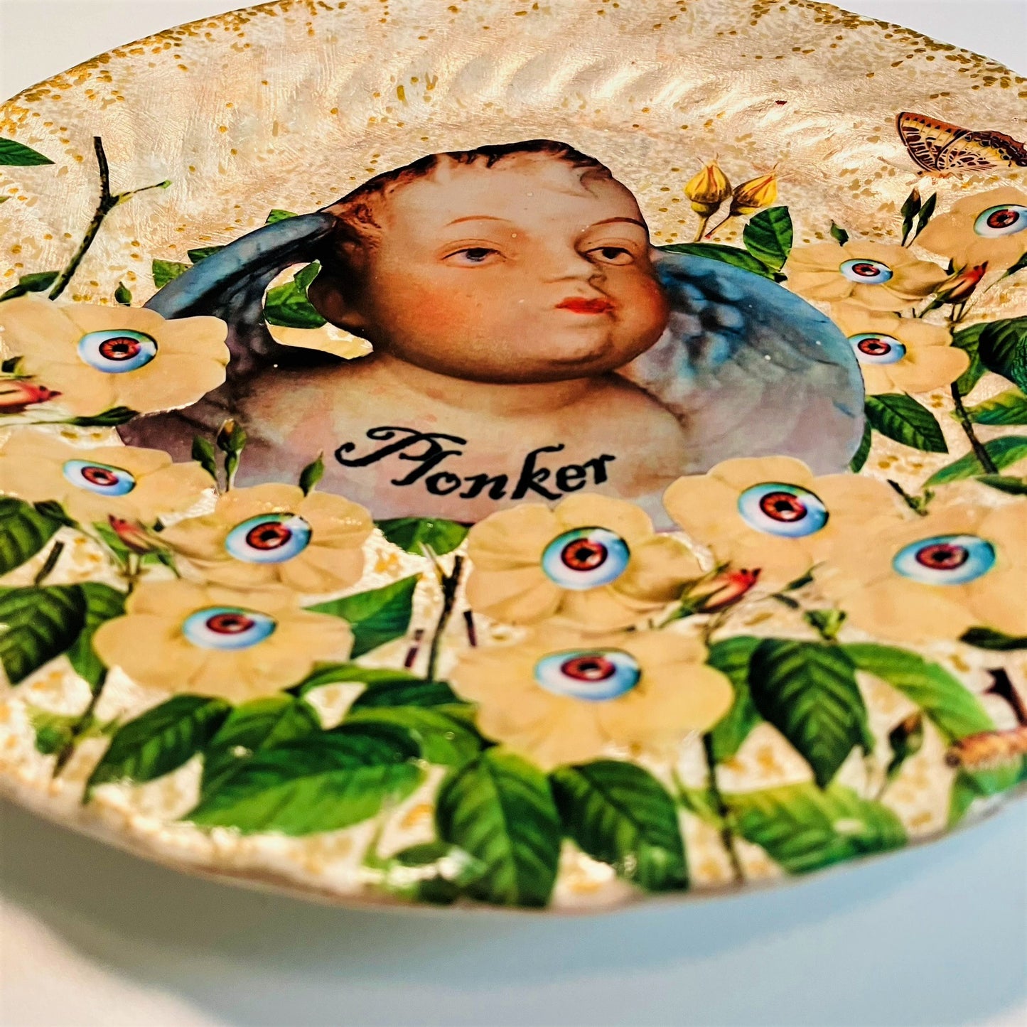 Cream Upcycled Wall Plate - "Plonker" - by House of Frisson