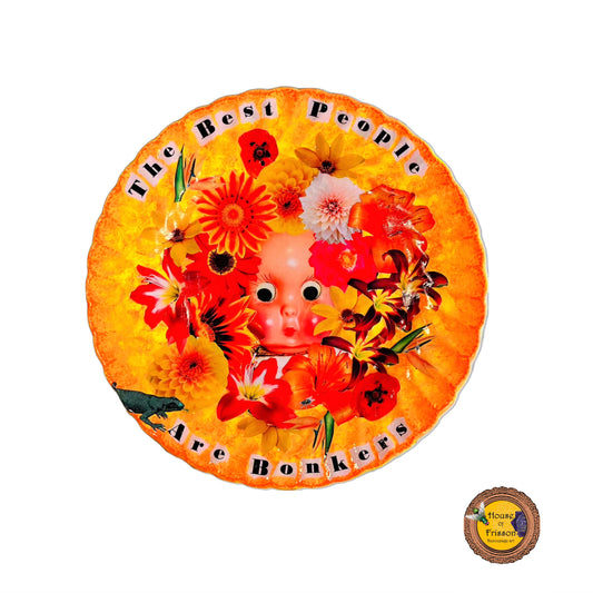 Orange Upcycled Wall Plate - "The Best People Are Bonkers" - by House of Frisson