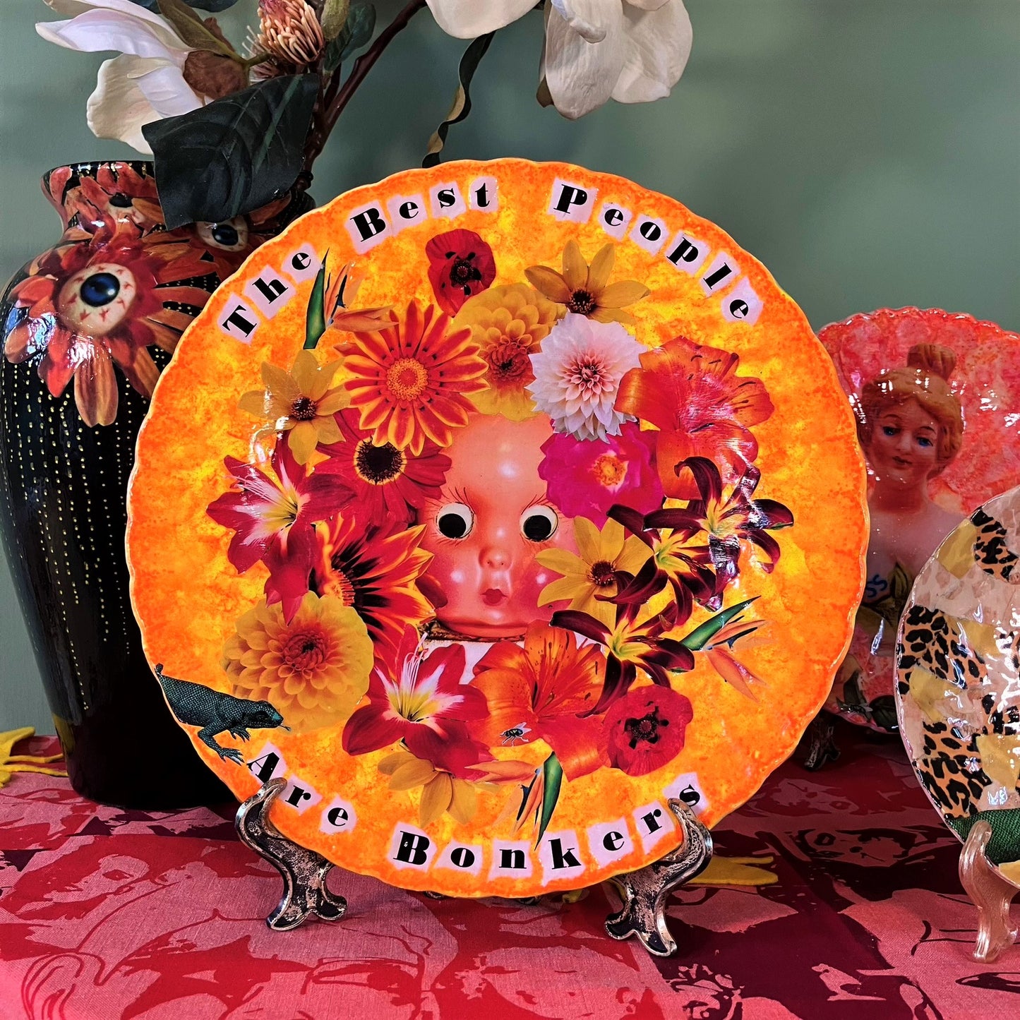 Orange Upcycled Wall Plate - "The Best People Are Bonkers" - by House of Frisson