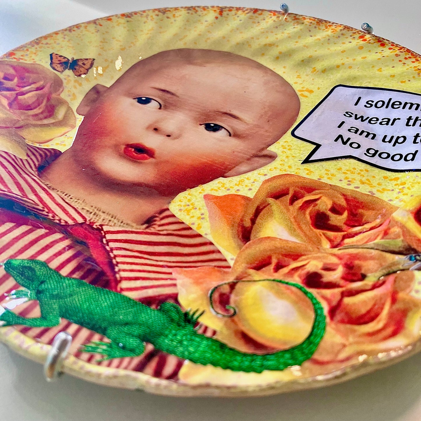 Yellow Upcycled Wall Plate "I Solemnly Swear That I Am Up To No Good" - by House of Frisson
