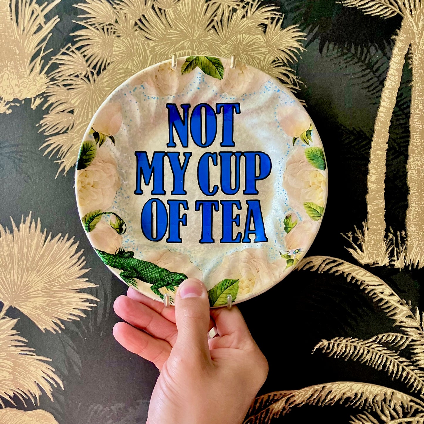 Cream Upcycled Wall Plate "Not My Cup Of Tea" - by House of Frisson