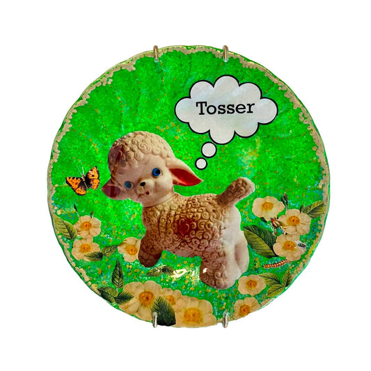 Green Upcycled Wall Plate - "Tosser" - by House of Frisson