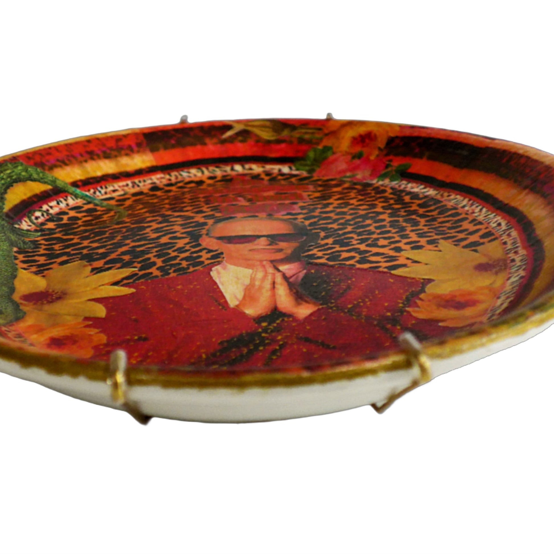 House of Frisson John Waters Inspired Orange Leopard Print  Wall Plate details