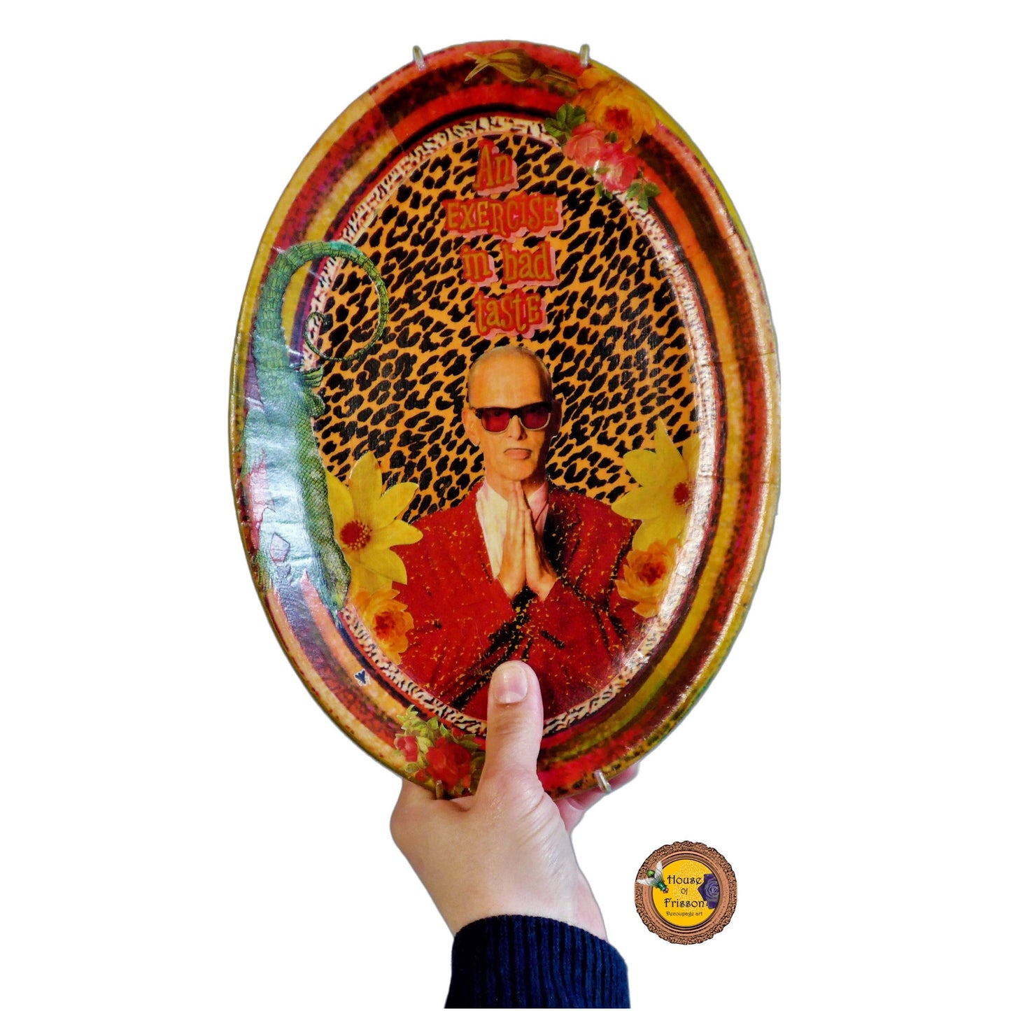 House of Frisson John Waters Inspired Orange Leopard Print  Wall Plate