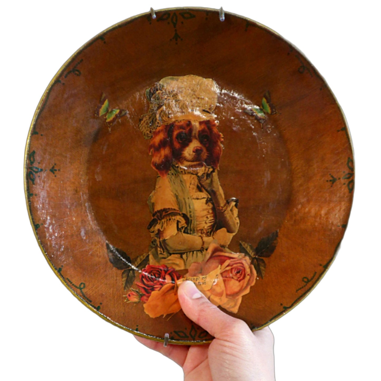 House of Frisson Lady Dog Head Bronze Wall Plate front