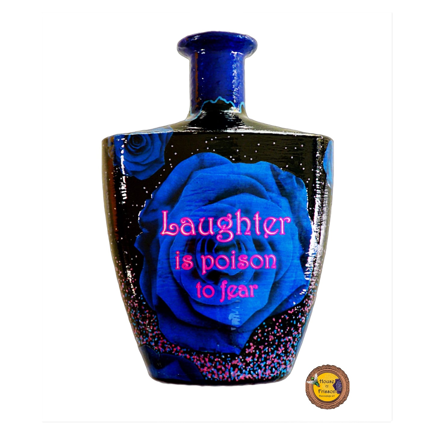 House of Frisson Laughter Is Poison To Fear Black Flower Vase front