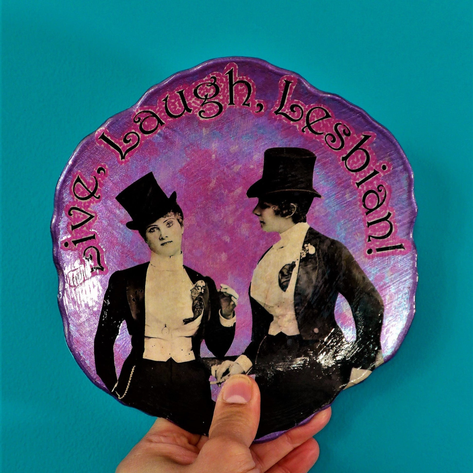 House of Frisson Live, Laugh, Lesbian! Purple Wall Plate