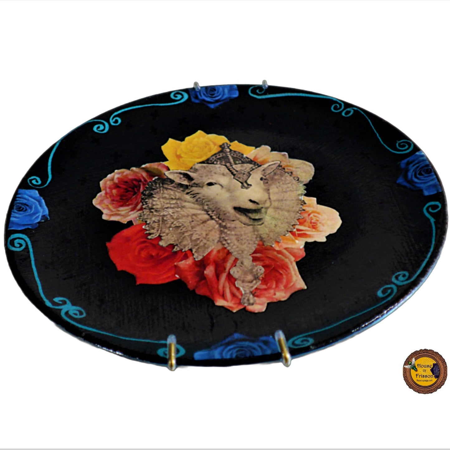 House of Frisson Queen Sheep Black Wall Plate 